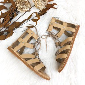 NEW Sorel Ella Lace Up Gladiator Leather Sandal